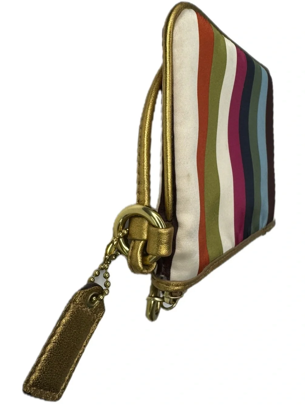 Coach Legacy Stripe 65th Anniversary Satin Wristlet